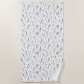 Serviette De Plage Jolies fleurs blanches lavande (Devant)