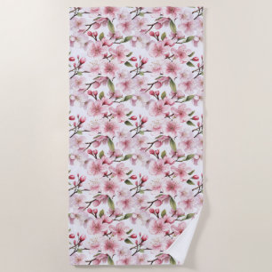 Serviette De Plage Jolies fleurs roses de cerisier en fleurs