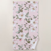Serviette De Plage Jolies fleurs roses et blanches   (Devant)