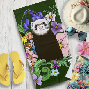Serviette De Plage Jolies fleurs sauvages de furet sableux en bois ve