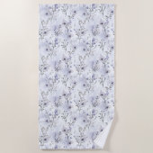 Serviette De Plage Jolies Fleurs Violettes   (Devant)
