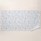 Serviette De Plage Jolies Oiseaux Bleus (Devant)