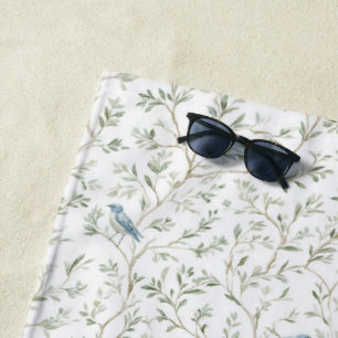 Serviette De Plage Jolies Oiseaux Bleus
