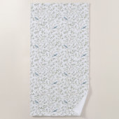 Serviette De Plage Jolies Oiseaux Bleus (Devant)
