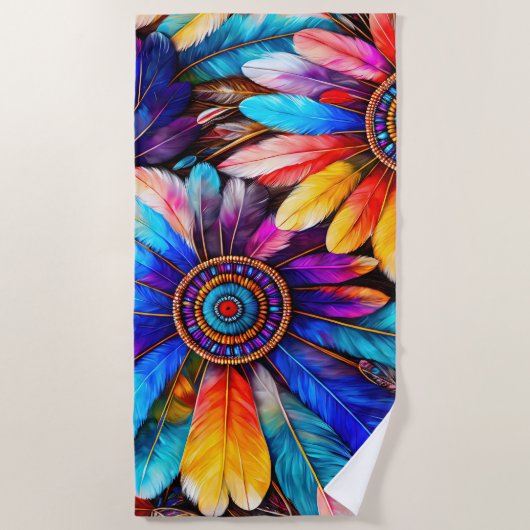 Serviette De Plage Jolies plumes (Devant)