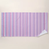 Serviette De Plage Jolies rayures bleues roses (Devant)