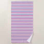Serviette De Plage Jolies rayures bleues roses (Devant)