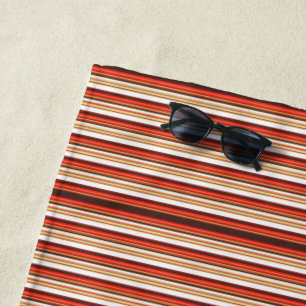Serviette De Plage Jolies rayures brunes rouges
