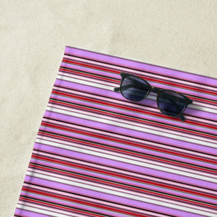 Serviette De Plage Jolies rayures rouge violet