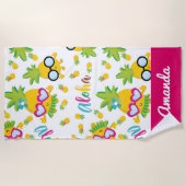 Serviette De Plage Jolis Ananas Aloha Féminin (Devant)