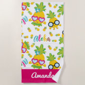 Serviette De Plage Jolis Ananas Aloha Féminin (Devant)