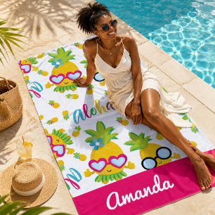Serviette De Plage Jolis Ananas Aloha Féminin
