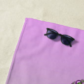 Serviette De Plage Jolis cœurs verts roses modernes Fractale Nom (En situation)