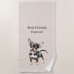 Serviette De Plage Jolis Mignons Chien Chihuahua Marron Crème Meilleu