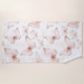 Serviette De Plage Jolis Papillons Roses (Devant)
