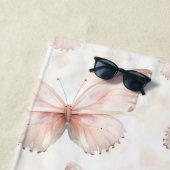 Serviette De Plage Jolis Papillons Roses (En situation)