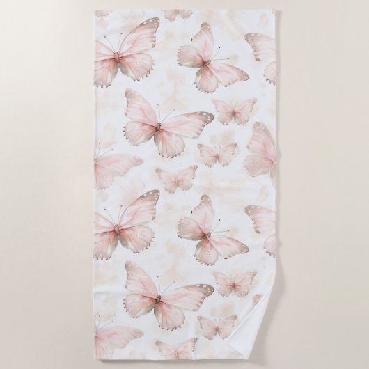 Serviette De Plage Jolis Papillons Roses (Devant)