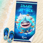 Serviette De Plage Jote Shark Summer Vacances Nom Garçon