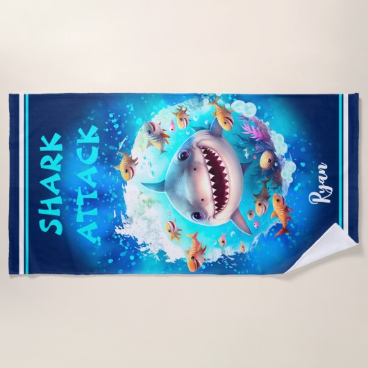 Serviette De Plage Jote Shark Summer Vacances Nom Garçon (Devant)