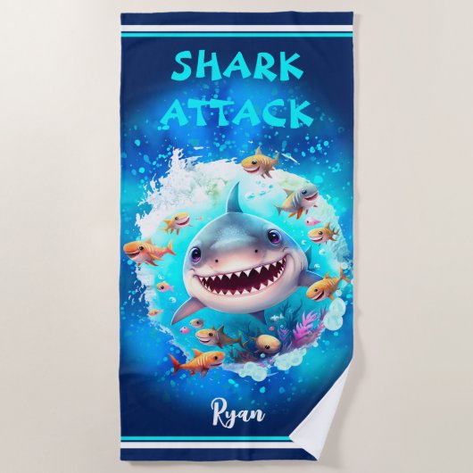 Serviette De Plage Jote Shark Summer Vacances Nom Garçon (Devant)