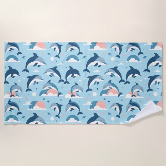 Serviette De Plage Jouer Motif de dauphins (Devant)