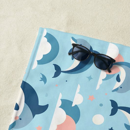 Serviette De Plage Jouer Motif de dauphins (En situation)