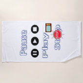 Serviette de plage Jouer Pause Stop (Devant)