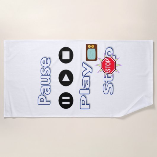 Serviette de plage Jouer Pause Stop (Devant)