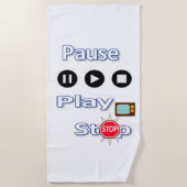 Serviette de plage Jouer Pause Stop (Devant)