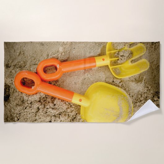 Serviette De Plage Jouets de sable jaune et orange (Devant)