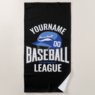 Serviette De Plage Joueur de baseball personnalisé NOM Équipe Champ C