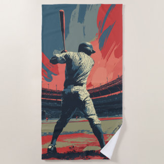 Serviette De Plage Joueur de baseball vintage en silhouette – Stade r