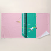 Serviette De Plage Joueur de Match Art Moderne Pink Green (Devant)
