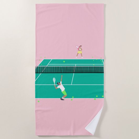Serviette De Plage Joueur de Match Art Moderne Pink Green (Devant)