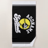 Serviette De Plage Joueur de softball personnalisé AJOUTER LE NOM Équ (Devant)