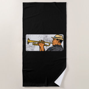 Serviette De Plage Joueur de Trompette Rétro Trompette Musique Jazz