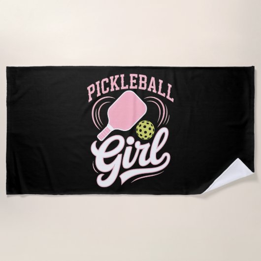 Serviette De Plage Joueuse de pickleball fille (Devant)