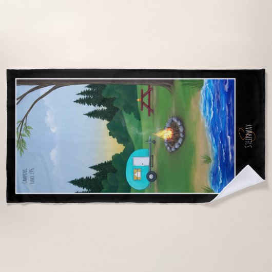 Serviette De Plage Journée de camping (Devant)