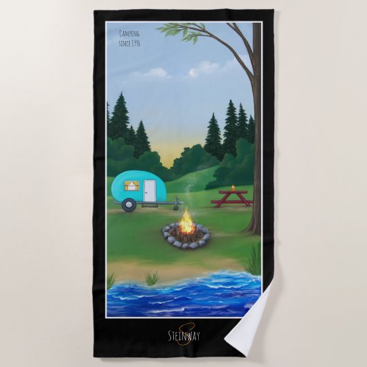 Serviette De Plage Journée de camping (Devant)