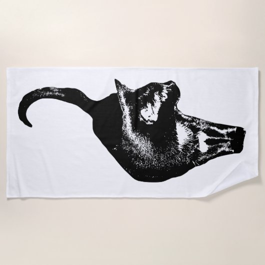 Serviette De Plage Journée du chat actif (Devant)