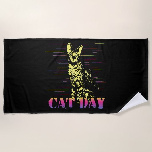 Serviette De Plage Journée internationale du chat (Devant)