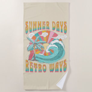 Serviette De Plage Jours d'été, rétro façons conception de texte