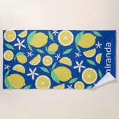 Serviette De Plage Jovely Lemons Fruity Fun Nom sur mesure (Devant)