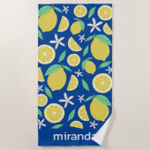 Serviette De Plage Jovely Lemons Fruity Fun Nom sur mesure (Devant)