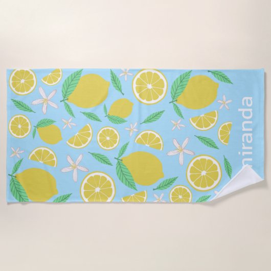 Serviette De Plage Jovely Lemons Fruity Fun Nom sur mesure (Devant)