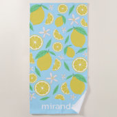 Serviette De Plage Jovely Lemons Fruity Fun Nom sur mesure (Devant)