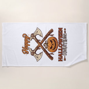 Serviette De Plage Joyeuse chasse d'Halloween Haches croisées Citroui