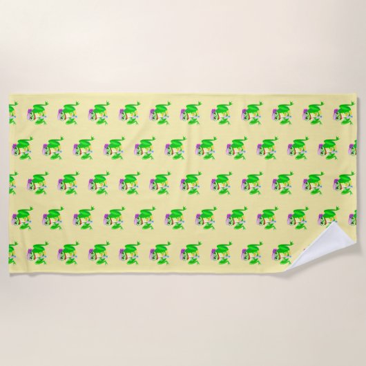 Serviette De Plage Joyeuse Grenouille de fête (Devant)