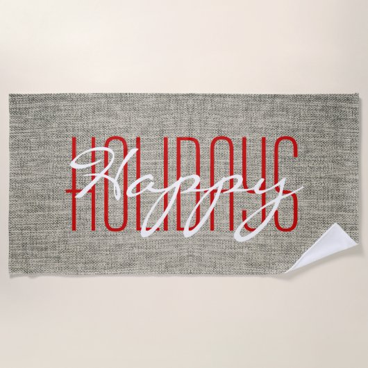 Serviette De Plage Joyeuses fêtes Noël rustique (Devant)