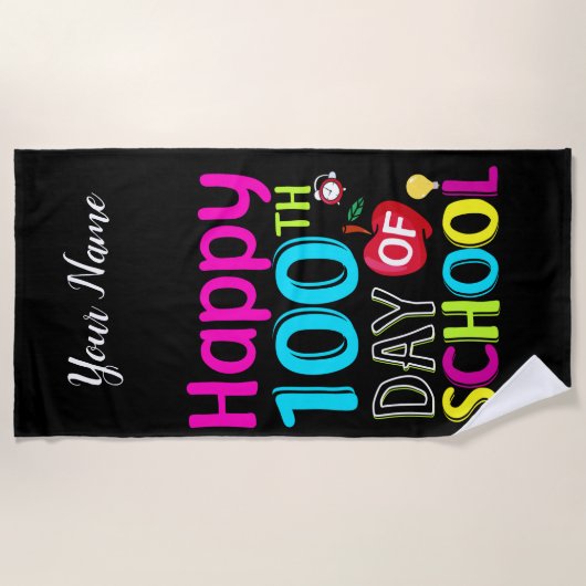 Serviette De Plage Joyeux 100ème jour d'école (Devant)